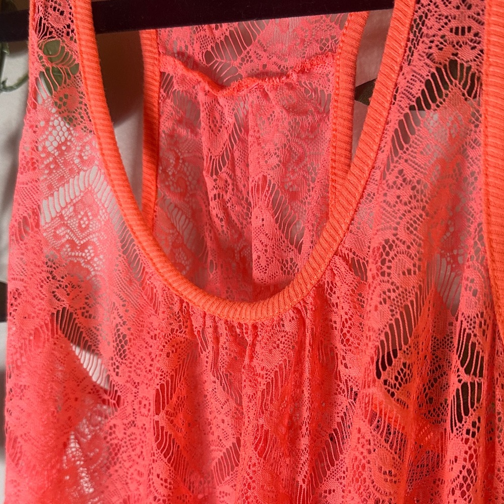 Eyeshadow Neon Pink Lace Tank Top - Picture 4 of 4